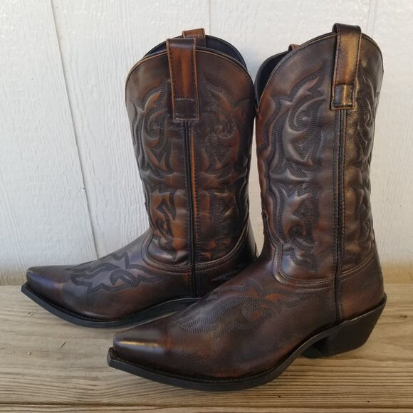 Laredo Hawk Mens Brown Leather Cowboy Western Boots 10.5 D 6862 - Picture 2 of 13